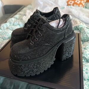 Dolls Kill Crystal Black Platform Shoes